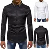 Chemises décontractées pour hommes COLDKER Hommes Slim Fit Solide Modèle Turn-Down Col Blouse pour Homme Plus Taille Streetwear