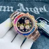 Gökkuşağı Elmas Deluxe Watch Business Erkek Spor Zamanı Güney Afrika Sondaj 904L Paslanmaz Çelik Erkekler Gül Altın Moda Otomatik Dalış Panda Safir