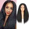 Lace Front Wigs Synthetic V Part Wig Fluffy Elastic Laces Hair For Woman Natural Black Kinky Straight Fake Hair