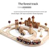 모델 빌딩 키트 로그 고급 산림 철도 창조적 인 블록 어린이 퍼즐 조기 교육 도시 교통 나무 장난감