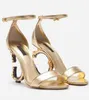 23/SFamous Keira Patent Leather Sandals Shoes Women Pop Heel Gold-plated Carbon D-baroque High Heels Lady Gladiator Sandalias Party Wedding EU35-43