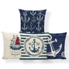 Pillow Nautical Anchor Rudder Ocean Lighthouse Cover Boho Family For Living Room Dakimakura 45X45Cm Burlap Custom