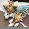 Stud Exaggerate Earrings Clip Teardrop Pearl Pendant Charm Bow Alloy Statement Luxury Jewelry 221014