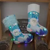 Led Glowing Christmas Stockings For Santa Clause Snowman Xmas Tree Decoration Pendant Ornaments Socks Gift Bag Candy Bags RRE15014