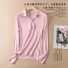 Women's Polos Silk Polo Shirt Women Long Sleeve Shirts Woemn Spring Autumn Knitted Undershirt Elegant Good Quality Woman Blouse Plus Size