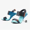 Sandals Designer Strange Metal Heel Women Mixed Color Wedge Shoes Woman Sandalias Feminina 8CM High Heels Sexy Pumps