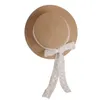 Hats Toddler Kids Baby Summer Woven Straw Sun Hat With Lace Ribbon Bow Floppy Wide Brim Sunscreen Beach Chin Drop