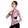 Kadın yoga giymek spor ceketi sonbahar kış fitness uzun kollu rahat koşu hızlı kuru sıkı üst