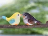 4 Pcs/set Resin Home Ornament Cute Little Birds Animal Model Figurine Glass Decor Miniature Craft Garden DIY Accessories