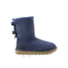 Botas de diseñador Botines de mujer Botines de nieve clásicos Tobillo Mini Arco corto Piel Invierno Azul marino Castaño Pajarita Luxurys Moda al aire libre GAI