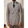 Trajes masculinos figurinos homme 2 peças homens xadrez moderno estilo personalizado fez um belo baile casual de peito duplo negócio formal