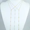 Nouveaux styles 925 collier de station en argent sterling avec or argent plaqué rose forme Y Lariat dames déclaration colliers bijoux en gros