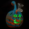 Hookahs pumpkin shape silcone skull head straight long type water pipes with glass bowl hookah bubbler