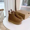 Mini Plataforma de Neumel Chelsea Designer de botas Mulher Women Tornozelo Austrália Botas de neve grossa Couro real WGG Botas fofas com 05/