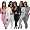 2022 herbst Winter Frauen Sweatsuits Drei Stück Hosen Set Aktive Sexy Crop Top Hoodie Jogginghose Outfits