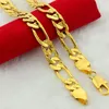 Mens Gold GF Figaro Chain Link Chain Necklace for Women 10MM Wide Male Fashion Hip Hop Jewelry 60cm 24INCH