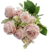 ONE Faux Flower Cherry & Rosa 7 Heads per Bunch Simulation Spring Rose for Wedding Home Decorative Artificial Flowers