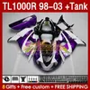 Fairings Tank for Suzuki Srad TL-1000 TL 1000 R 1000R 98-03 Bodywork 162no.11 TL1000 R TL1000R 98 99 00 01 02 03 TL-1000R 1998 1999 2000 2001 2002 2003 Fairing White Purple