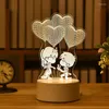 Luci notturne Cuore Amore Acrilico 3D Luce USB Lampada da camera per bambini fai-da-te Luce notturna per decorazioni di San Valentino Regali di nozze di Natale