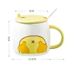 Mugs Simple Refueling Duck Animal Ceramic Water Cup Cute Cartoon Spoon Mug With Lid Creative Student Couple Coffee