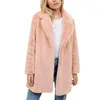 Abrigo de piel sintética cálido para mujer, ropa de calle a la moda para mujer, tallas grandes, abrigo largo informal rosa para otoño 2022