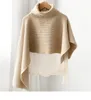 女性のセーターは秋の冬の女性 "S Seleveless Best Chastcoat Turtleneck Poncho Cape High Collar不規則なマントS326