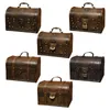 Jewelry Pouches Retro Elegant Wooden Pirate Storage Box With Lock Vintage Treasure Chest Container Trinket For Organizer LXAE