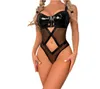 Strampler Damen Jumpsuits Strampler Sexy Dessous Bodysuit Latex Leder Body Sex Kostüm Strampler Frauen BH Teddie Unterwäsche Bandage Backl