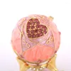 Sachets de bijoux Pink Love Heart Faberge-Egg Boîte à bizarrerie peinte à la main Cadeau unique pour la décoration de Pâques à la maison Collectible