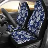 Car Seat Covers Dark Blue And White Baroque Flower Elegant Floral Design Pattern Antique Vintage Style Set Universal Fit For Buc