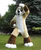 Long Fur Husky Fox Mascot Costume Walking Halloween Suit roll Spela stor reklamaktivitetshowdräkt