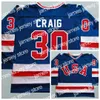 Hockey Jerseys Man Retro 1980 USA IJshockey Jerseys 17 Jack Ocallahan 21 Mike Eruzione 30 Jim Craig Sticthed Blauw Wit Alternatieve maat S-3XL