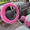 Steering Wheel Covers 3Pcs Universal Car Cover Handbrake Stop Lever Plush Gear Shift Winter Warm Accessories