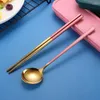 Dinnerware Sets 304 Stainless Steel Spoon Chopsticks Set Portable Two Korean Student Tableware Gift Cutlery