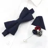 Pajaritas de Color sólido de 7cm, corbata de algodón, pajarita, broche de rosa, conjunto de pañuelo para hombre, esmoquin romántico para fiesta de boda, traje de regalo, accesorio de corbata