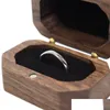 Torebki biżuterii torby biżuterii torby Black Walnut drewniany pierścień zaręczynowy
