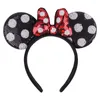 Hair Accessories Girl Big Bow Carnival Theme Mouse Ears Headband Girls Sequins 5"Bow Hairband With Crown Kids Festival