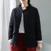 Trench da donna Camicetta in cotone e lino Abbigliamento Cappotto scozzese caldo allentato vintage da donna Giacca spessa con fibbia cinese Top casual