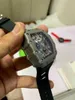 Luksusowe mechanicy męskie Watch klasyczne czarne gumowe mężczyzn Sapphire Automatyczny mechaniczny turbilard kalendarz Titanium Felipe Massa Flyback