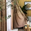 Curtain Chinese Ink Landscape Style Printed Linen Stitching Fabric Blackout Curtains For Bedroom