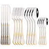 أدوات المائدة مجموعات عتيقة أدوات المائدة الذهبية الغربية من سكين الطعام شوكة ملعقة صغيرة