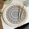 Masa Paspasları 4pcs Bohemian Dokuma Pamuk Placemat Kumaş Saçak Isı Yalıtım Pedi Anti-Scald Pot Ev Dekoratif Mat