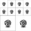 Other See Pic Stainless Steel Round Bead Black Zircon M Spacer Beads Metal Charms Accessories Diy Bracelet Jewelry Makingsee Picsee D Dhliv