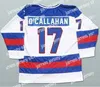 Hockey Jerseys Man Retro 1980 USA IJshockey Jerseys 17 Jack Ocallahan 21 Mike Eruzione 30 Jim Craig Sticthed Blauw Wit Alternatieve maat S-3XL