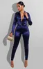Kvinnors tvåbitar byxor Seigurhry Women 2 Piece Outfits Set Satin Sexig Deep V Neck Long Sleeve Shirt med magra pennbyxor Bodycon Rompers Suits T221012