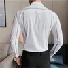 Mäns avslappnade skjortor Högkvalitativa män 2022 Spring Slim Fit Business Formell klänningskjorta Office Social Party Tuxedo Blus Camisa