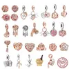 925 Silver Charm Beads Dangle Rose Gold Pink Charms Bead Fit Pandora Charms Bracelet Diy Jewelry Association 01010