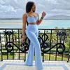 Women's Two Piece Pants 2022 Many Colours Spaghetti Strap Bandage Top&Trousers Sexy Two-Piece Suit Celebrity Party Sets