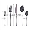 Dinnerware Sets Black Cutlery Set Stainless Steel Tableware 5 Pcs Dishwasher Safe Dinnerware Fork Knife Spoon For Wedding Flatware Dr Otqio