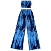 Abbigliamento da palcoscenico Abiti da ballo moderni per ragazze Costume jazz Top a tubo a righe blu Pantaloni a gamba larga a vita alta Hip Hop Rave Outfit XS4512